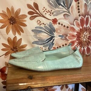 Aldo 8.5M Mint Green Croc Pointed Preppy City Spring Flats Slip On Loafers